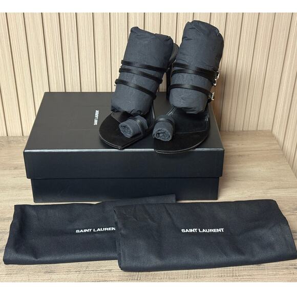 Saint Laurent Jerry Square Open Toe Mules Black Women’s Size IT 38 / US 8 - Picture 4 of 16